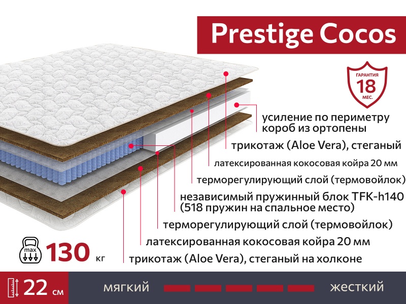 Матрас Prestige Cocos 1800х2000